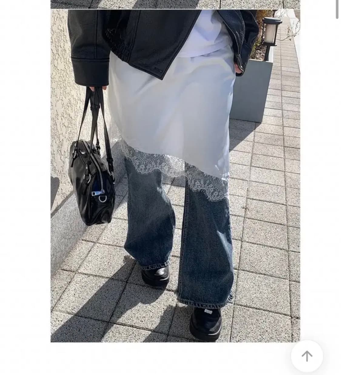 사선 레이스 레이어드 스커트 화이트 상품이미지1