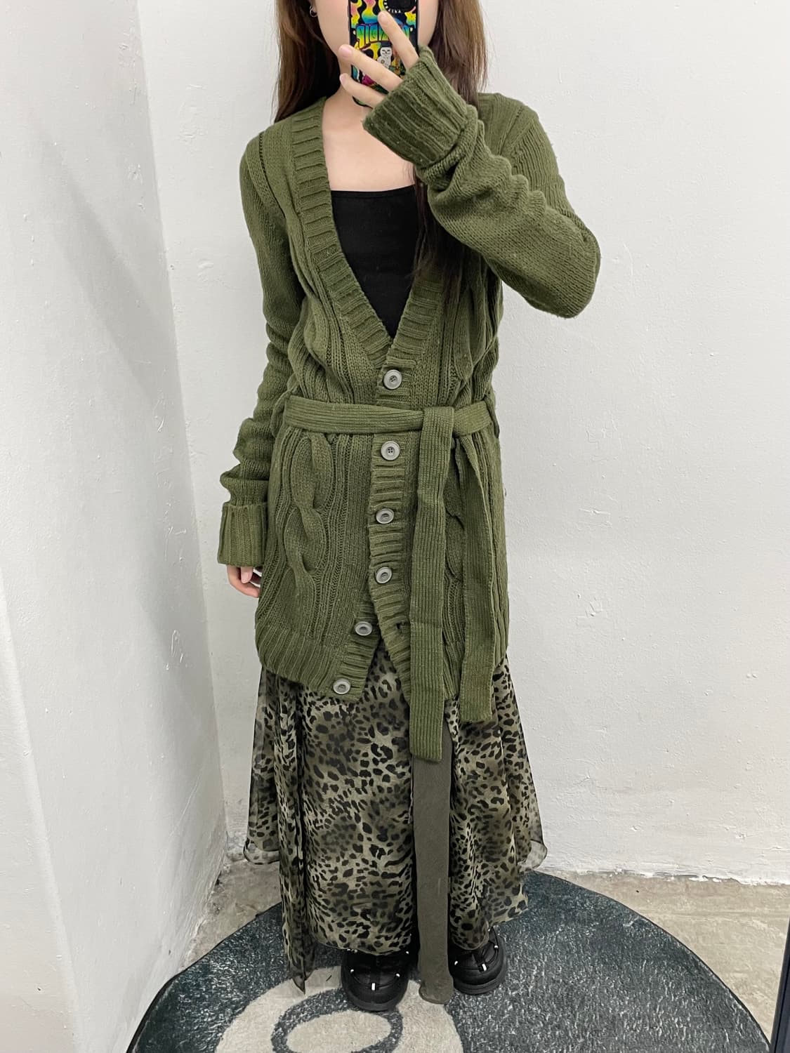 그린 레오파드 아일렛 쉬폰 스커트 상품이미지5