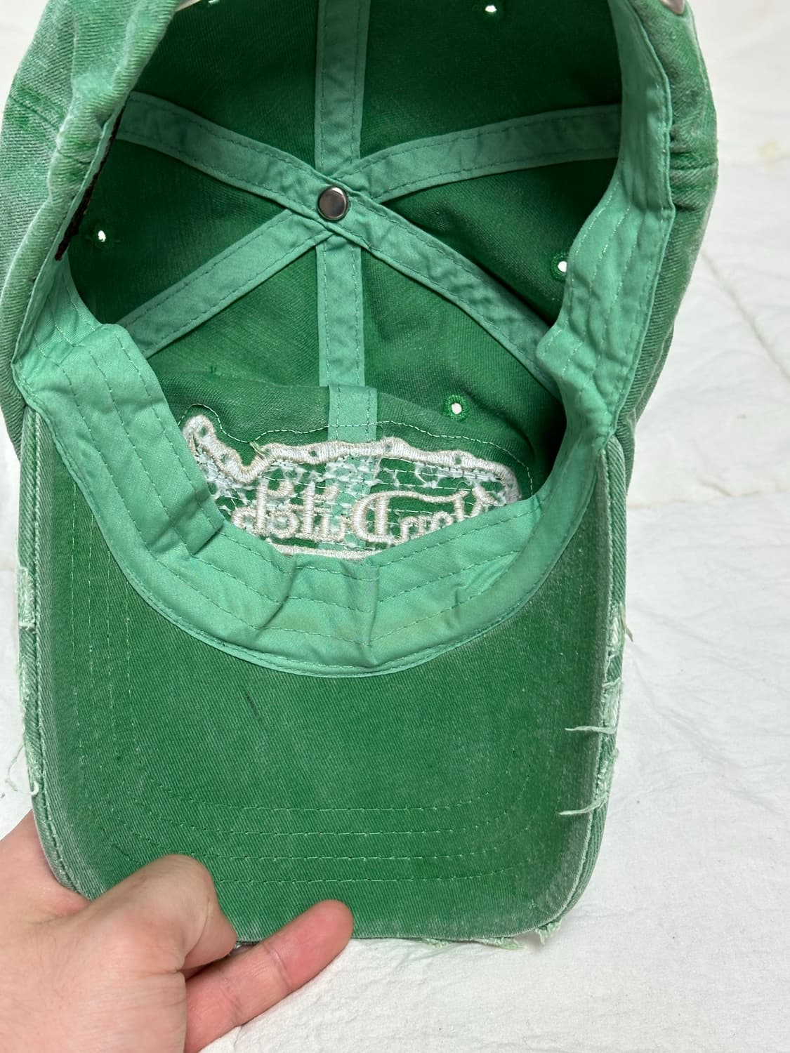 본더치 데미지 디테일 볼캡 그린 상품이미지5