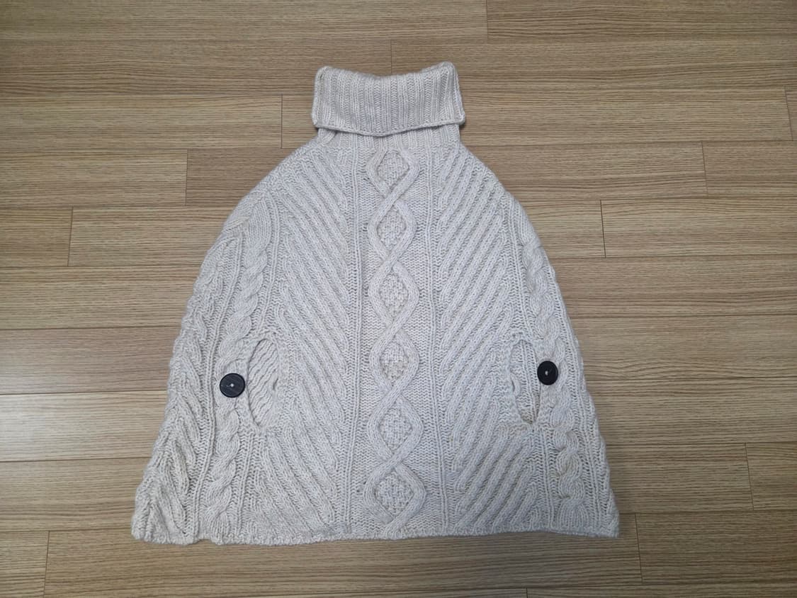 아르마니 진 터틀넥 케이블 니트 케이프 판초 상품이미지1