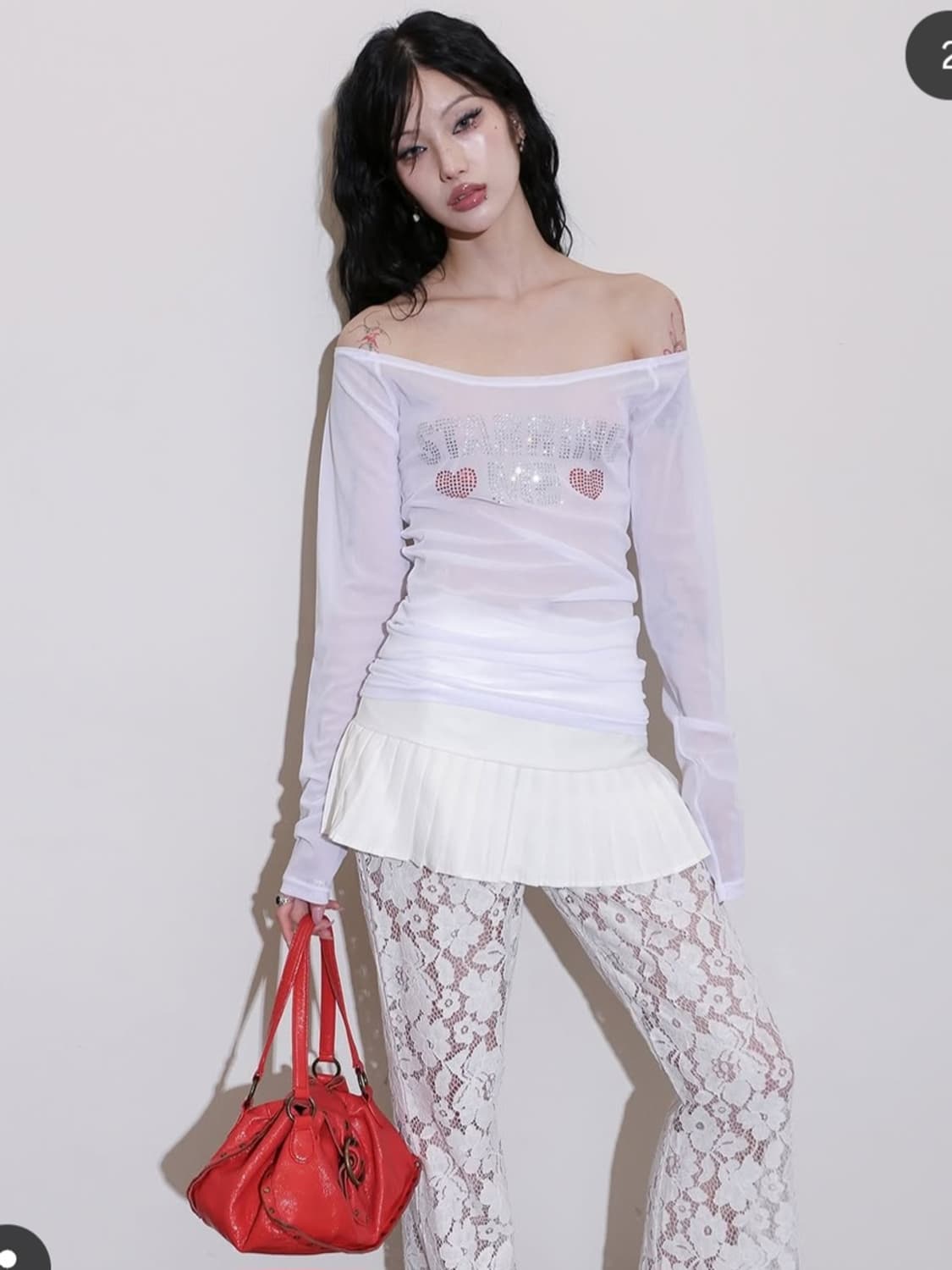 티미드프리크 Starring Me Mesh Dress White 상품이미지3