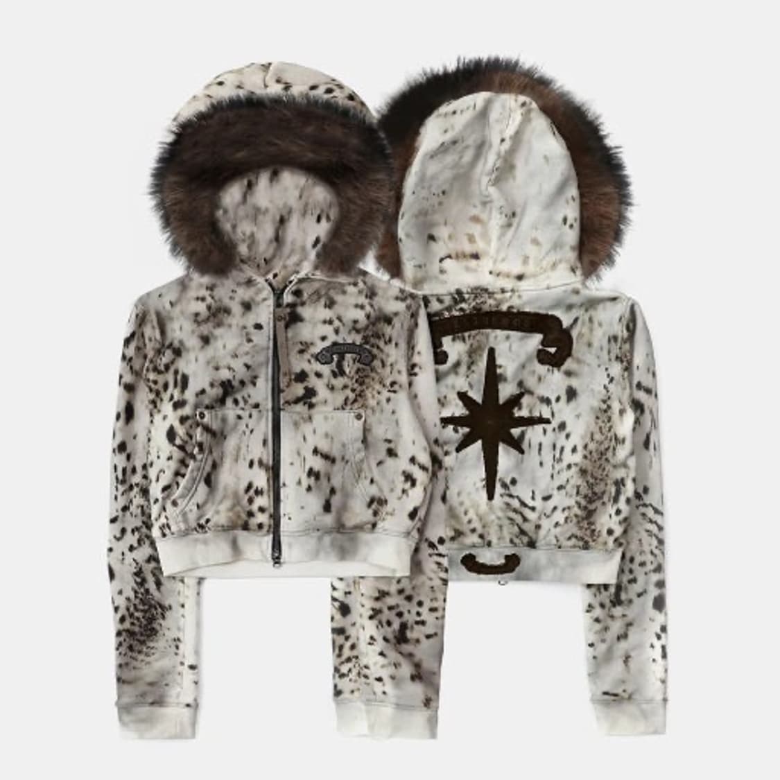 배드블러드 코스모11 디태쳐블 퍼 후드 집업 (오일레오파드)  상품이미지1