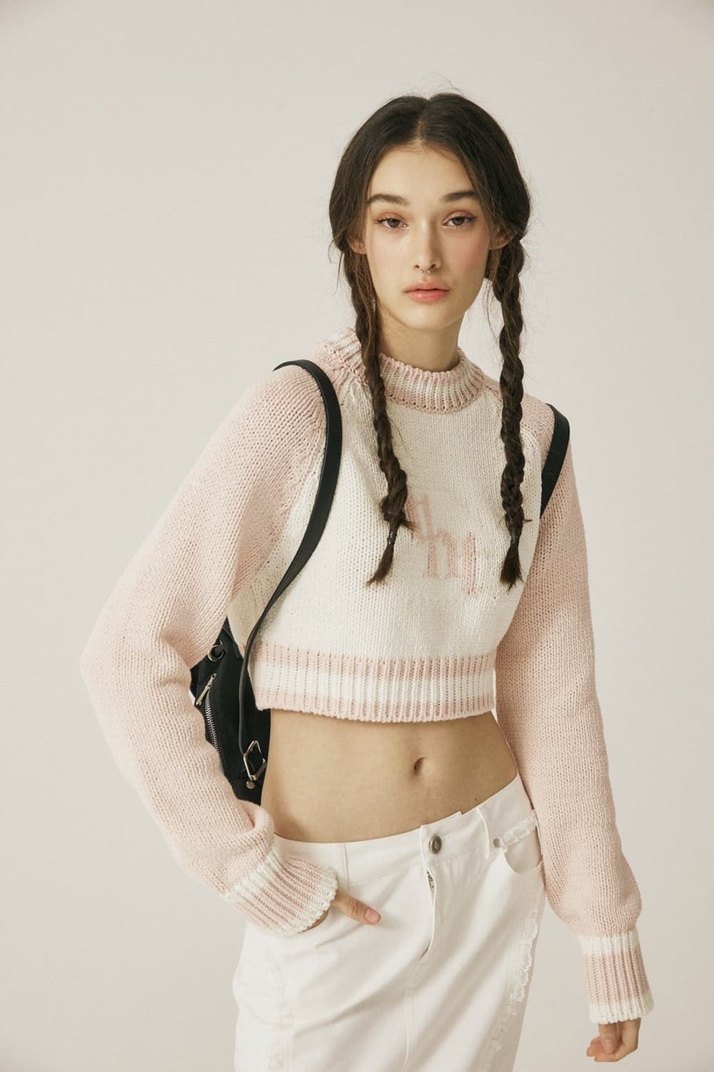 쓰리타임즈 tht jacquard sweatshirt mini pink 상품이미지1