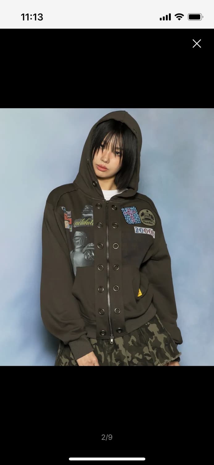 글랙 락업 아일렛 후드 집업 차콜 그레이 상품이미지2