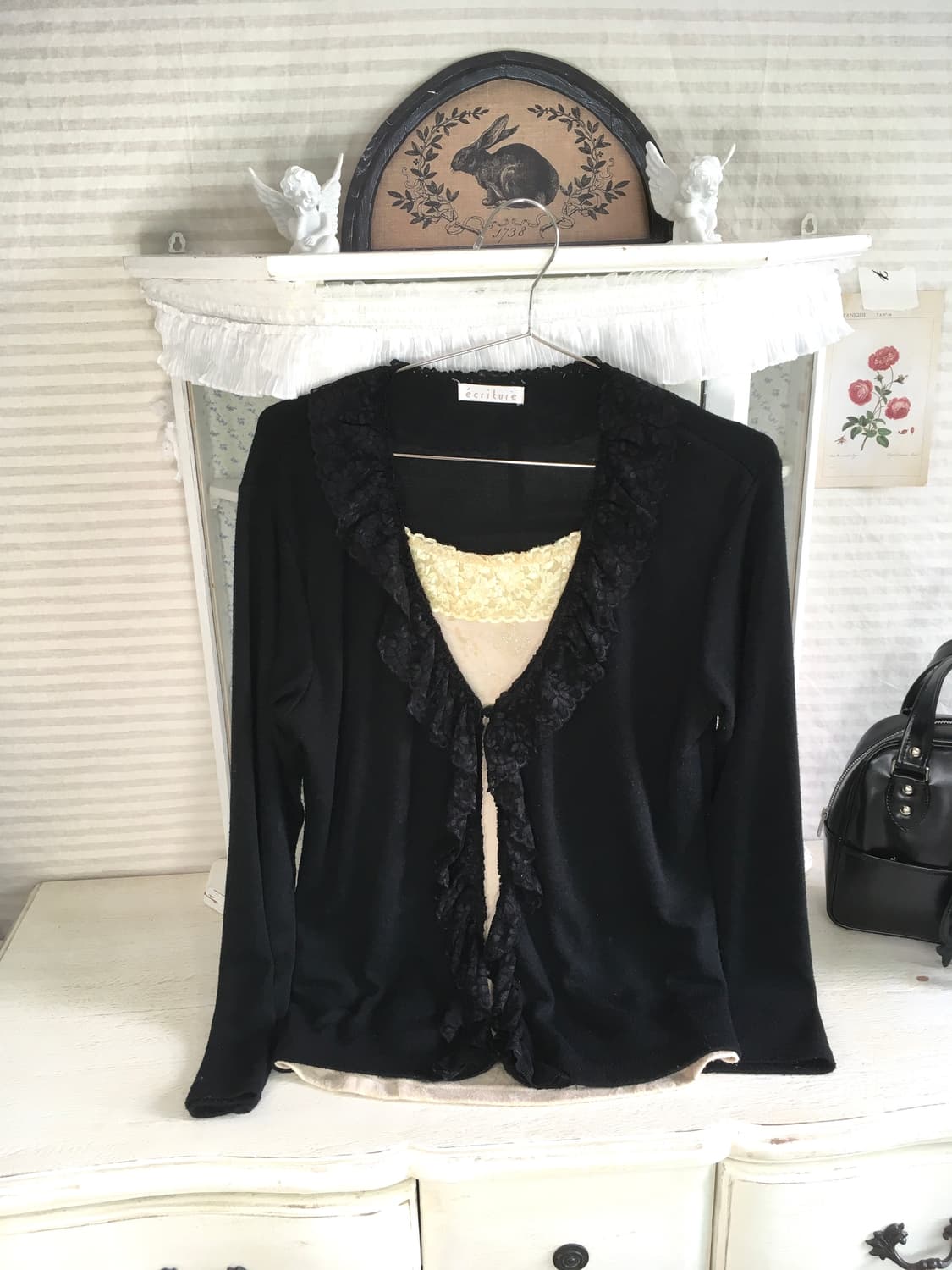 jpn vintage black lace layered cardigan 상품이미지6