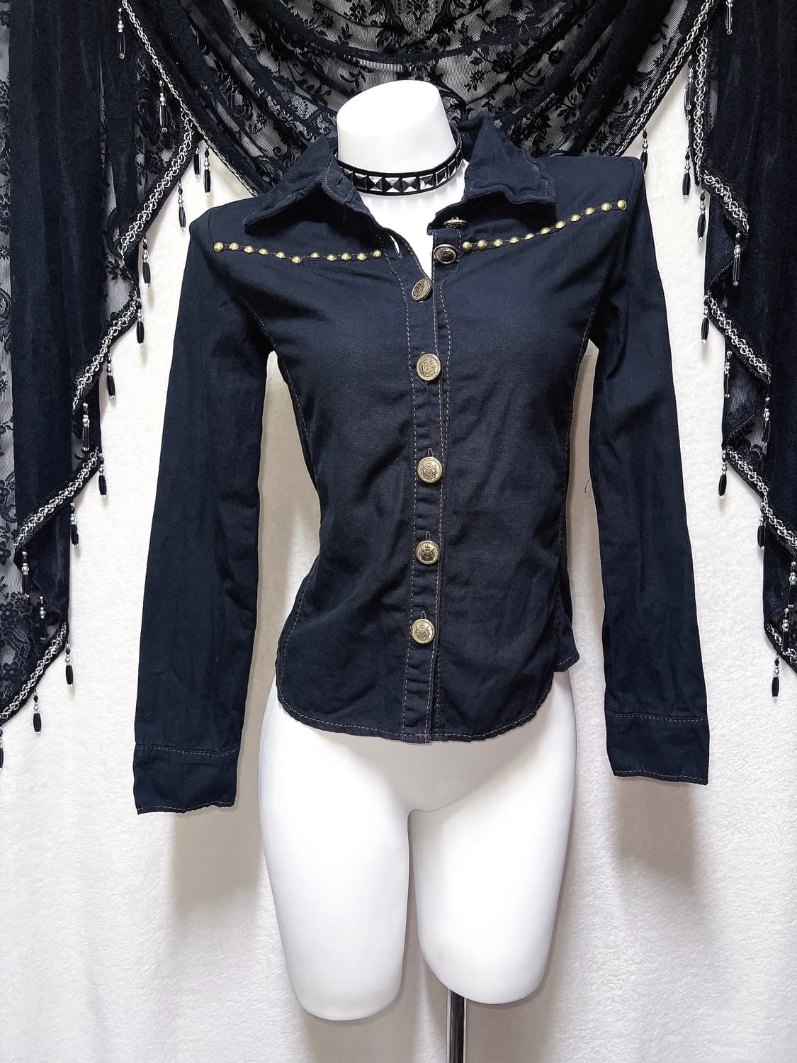 세실맥비 금장 웨스턴 아일렛 셔츠 오네갸루 펑크 y2k d.i.a 핀터 상품이미지5