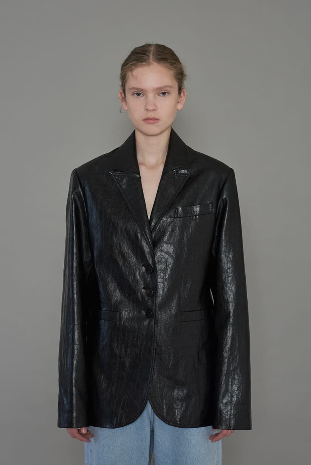 다이애그널 레더 자켓 상품이미지3