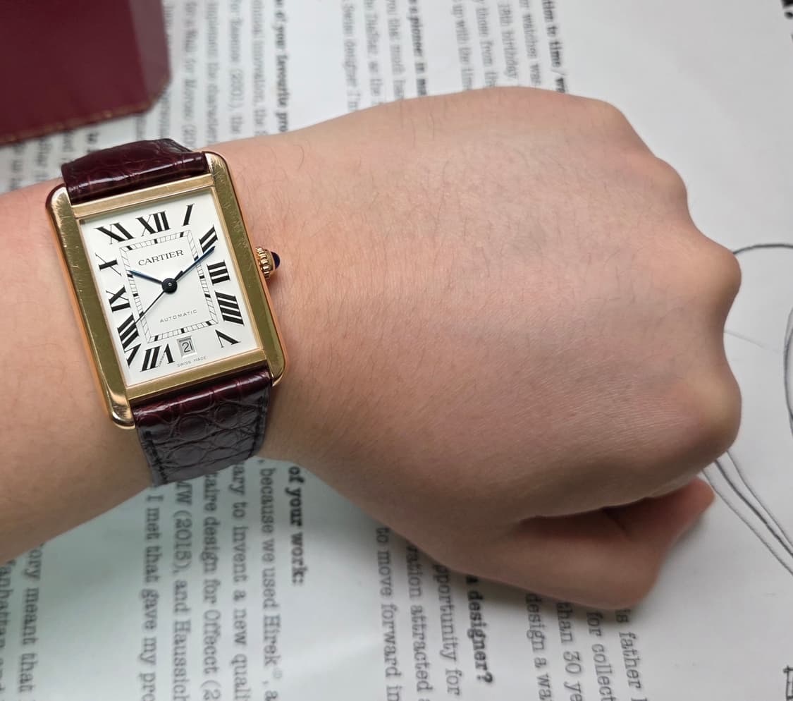 레어] 까르띠에 탱크솔로 XL Ref.3799 18k 올금통 로만 블루핸 상품이미지8