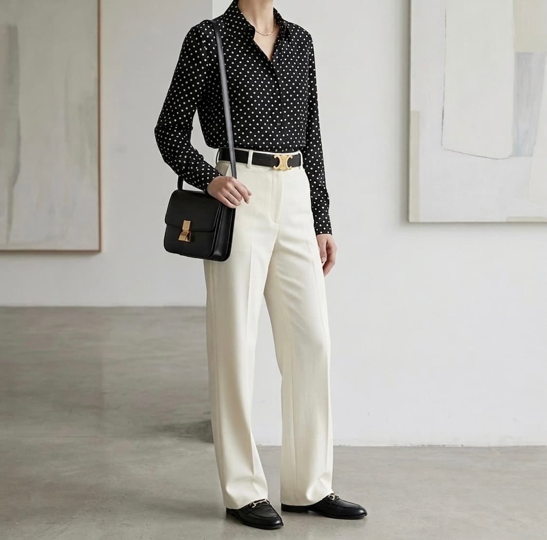 레일리안 검정 도트 블라우스 🇯🇵 상품이미지8