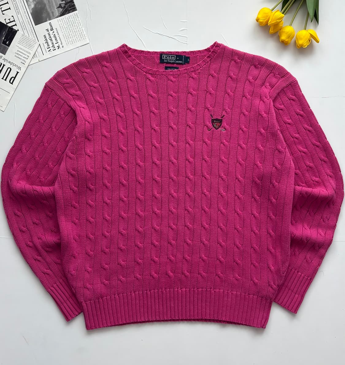Polo 폴로랄프로렌 핑크 케이블 니트 상품이미지2