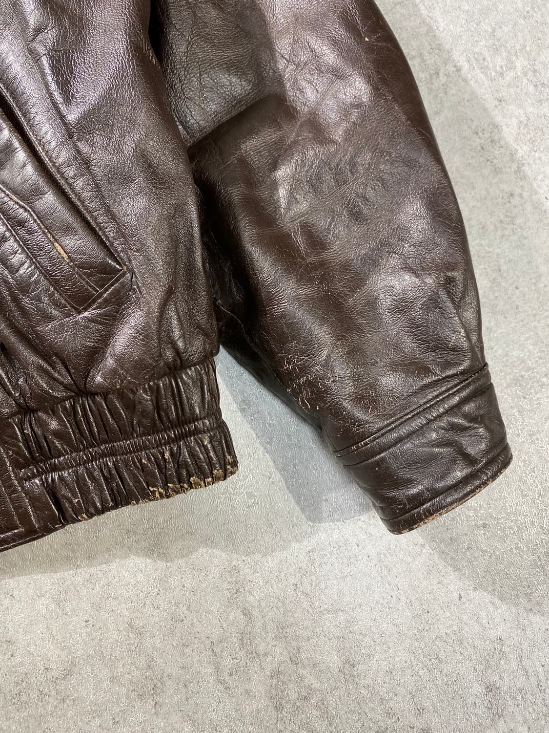 [95] 90s Hunky 브라운 양가죽 레더 봄버자켓 상품이미지4