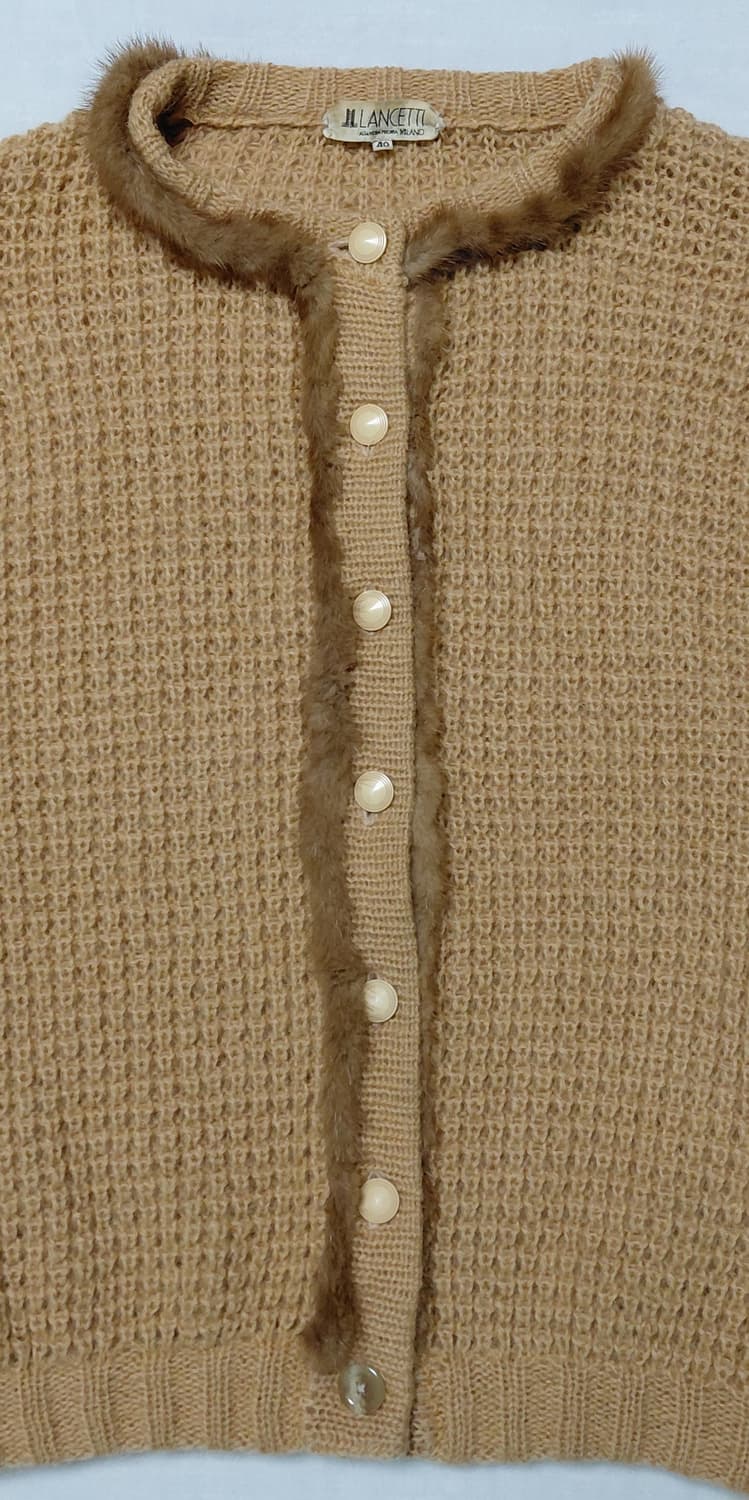 이탈리아 란체티(LANCETTI) 리얼 퍼 트리밍 울 가디건 상품이미지2