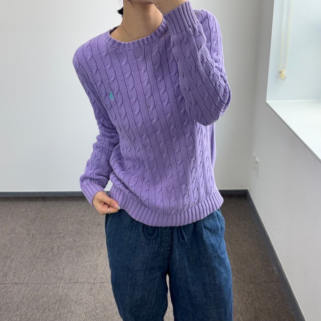 Polo 폴로 스카이 블루 포니 퍼플 케이블 니트 상품이미지2