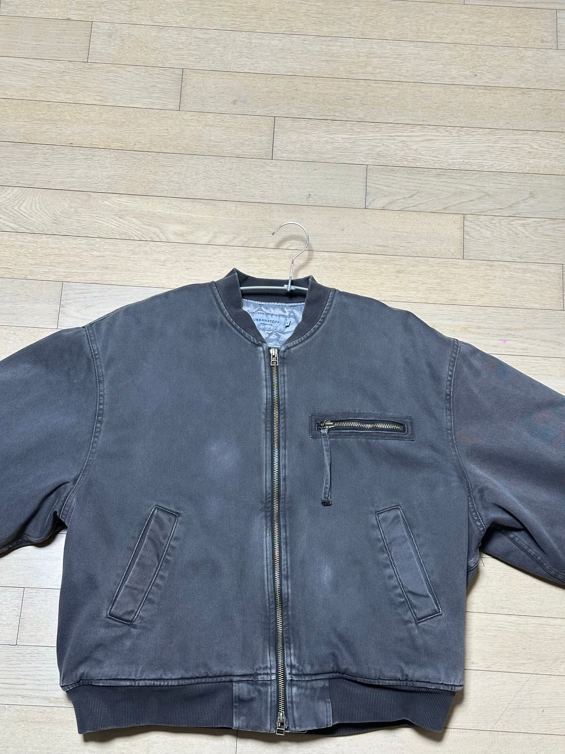 어반스터프 가먼트 다잉 봄버 점퍼 (챠콜) M  상품이미지5