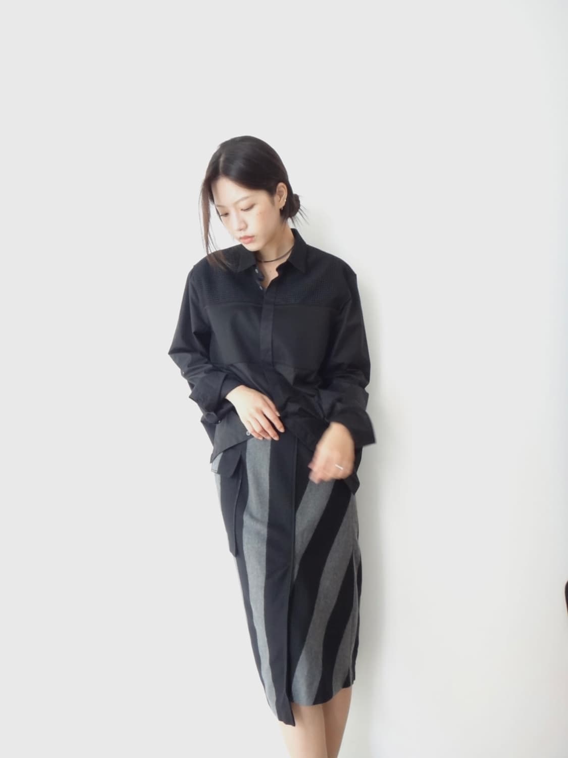 CALVIN KLEIN dual pattern shirt / black 상품이미지4