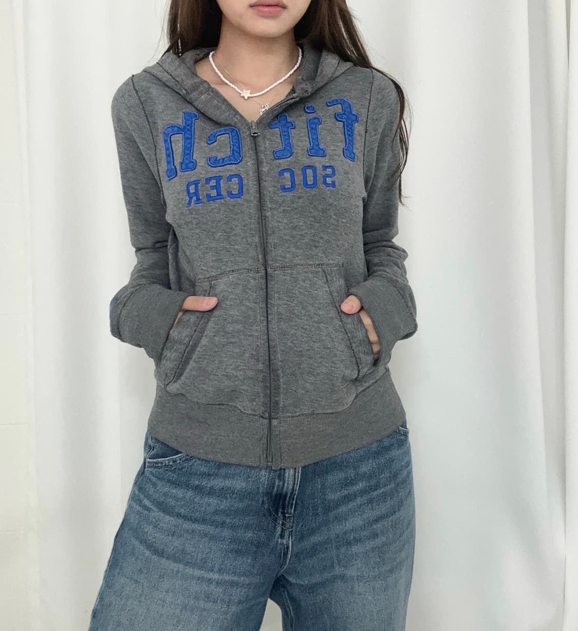 아베크롬비 키즈 딱붙 그레이 후드집업 상품이미지2