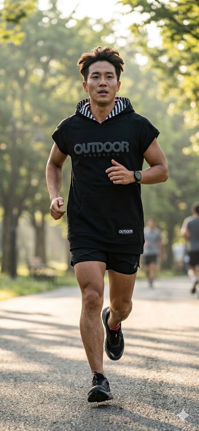 OUTDOOR 프로덕츠 빅로고 반팔 후드 티셔츠 (L/95) 상품이미지1