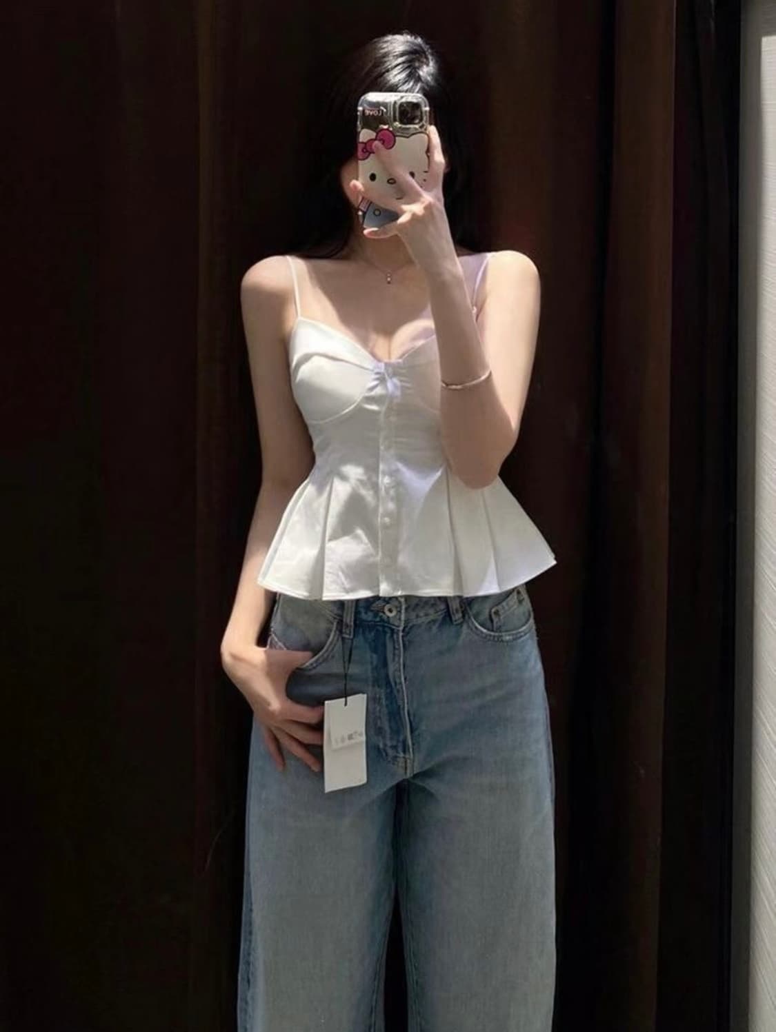 ZARA 자라 포플린 크롭트 탑, 자라 플레어 탑, 자라 플레어 나시 상품이미지1