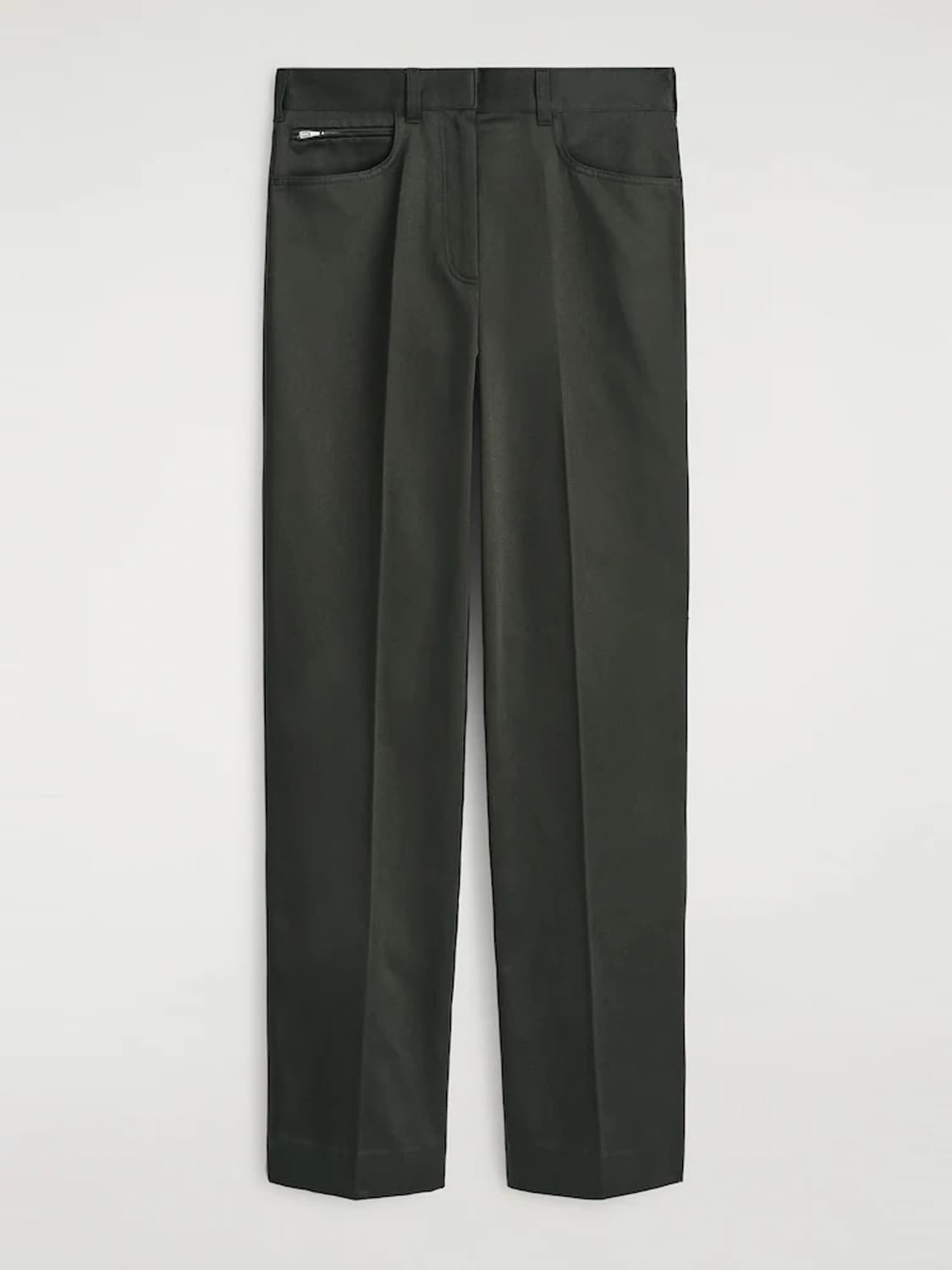 COS 새틴 스트레이트 레그 트라우저 카키 1297159001 상품이미지4