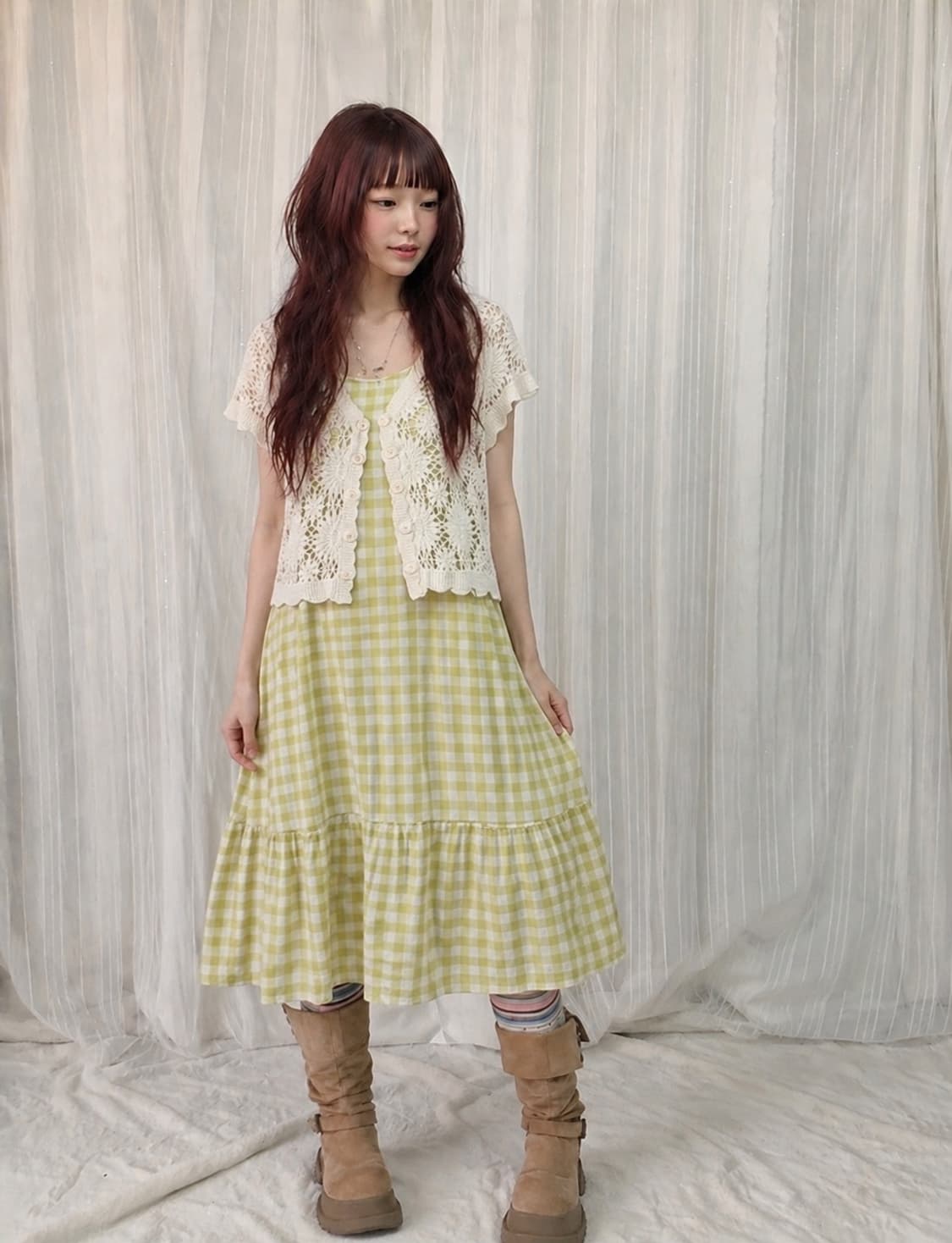 연두빛 체크 코디 set 🍏 상품이미지1