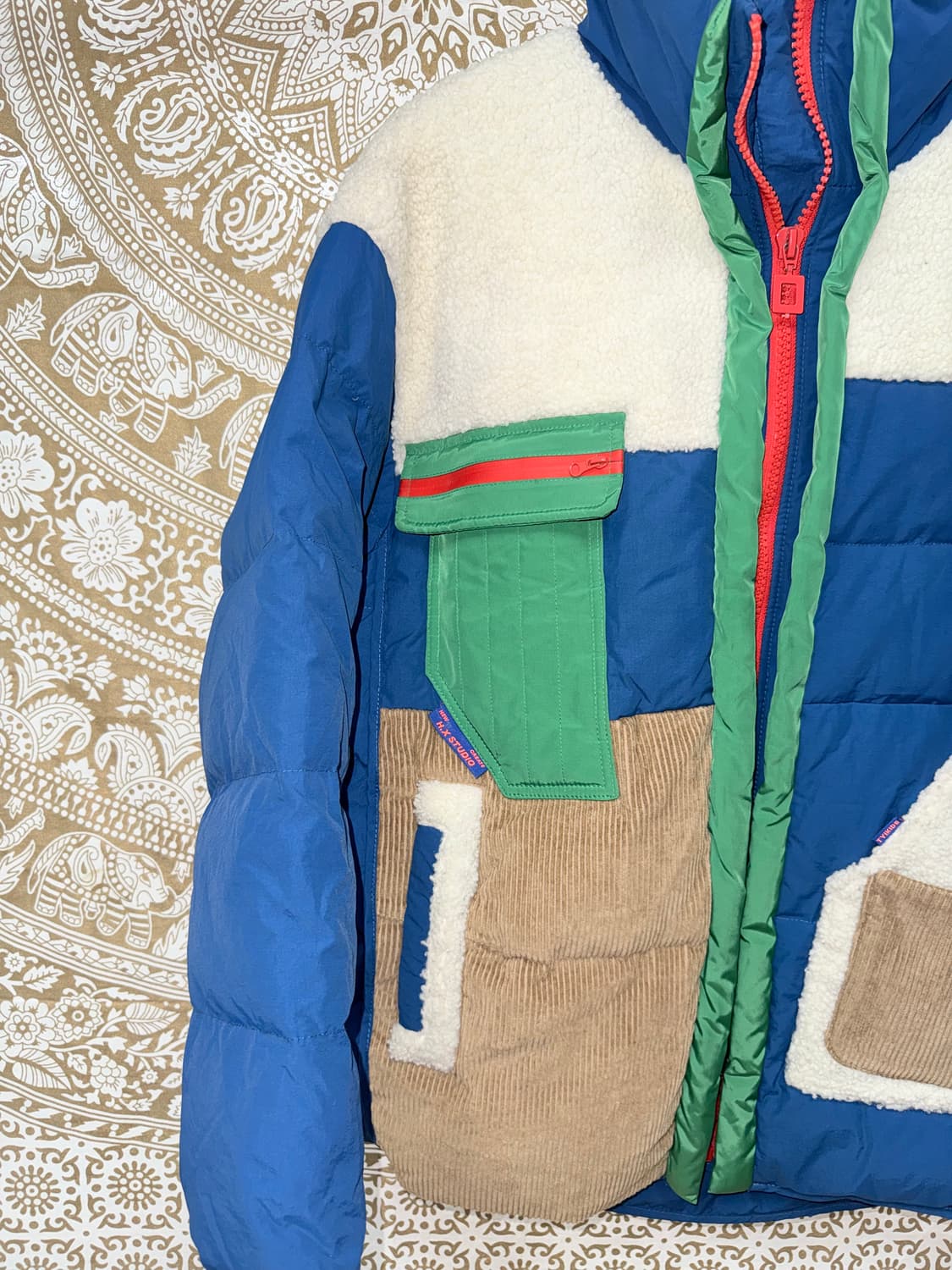 H.X STUIDIO 빈티지 후리스 배색 경량패딩  상품이미지2