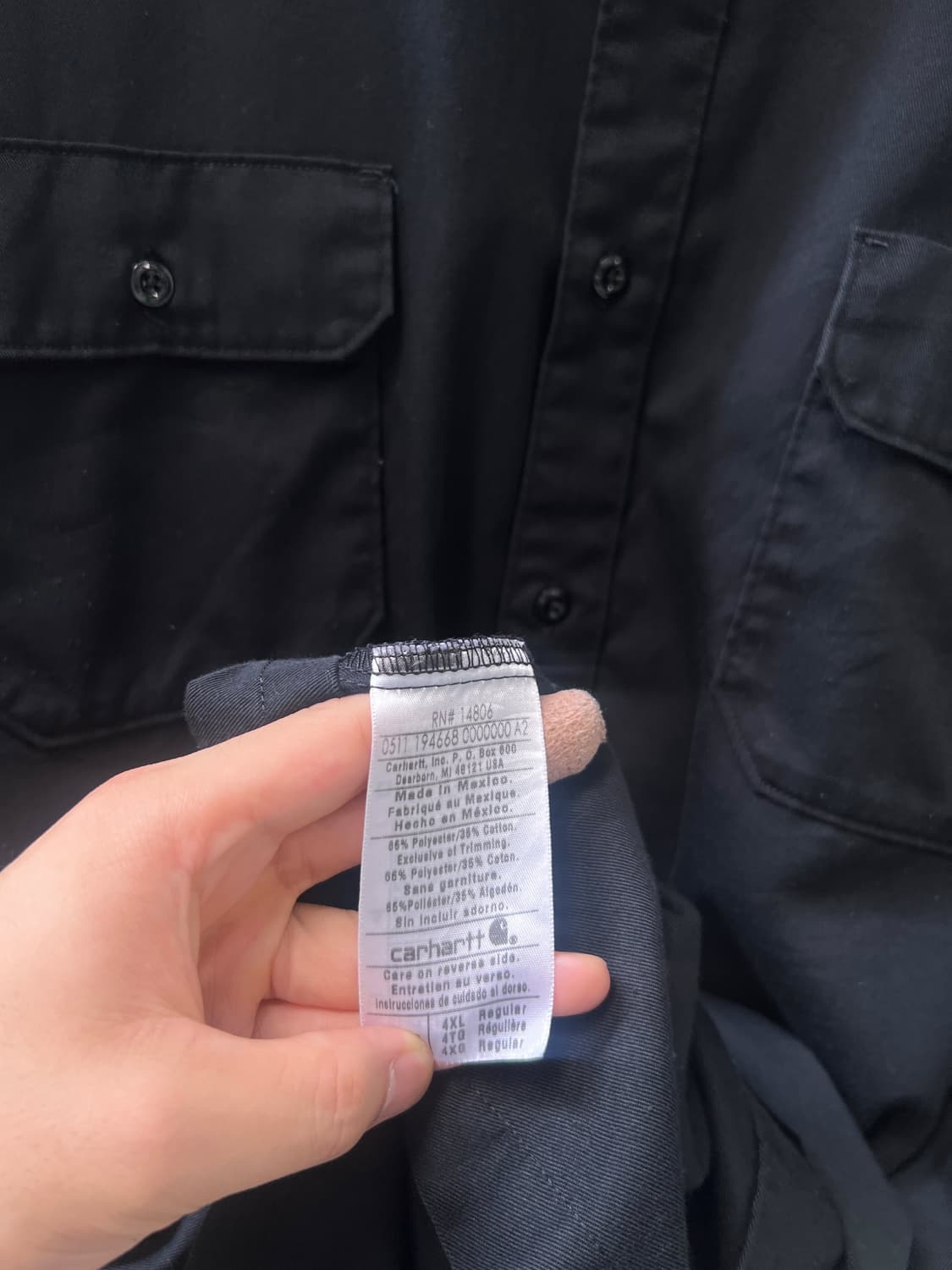 [4XL]칼하트 USA 2포켓 빅사이즈 블랙 워크 셔츠 상품이미지6