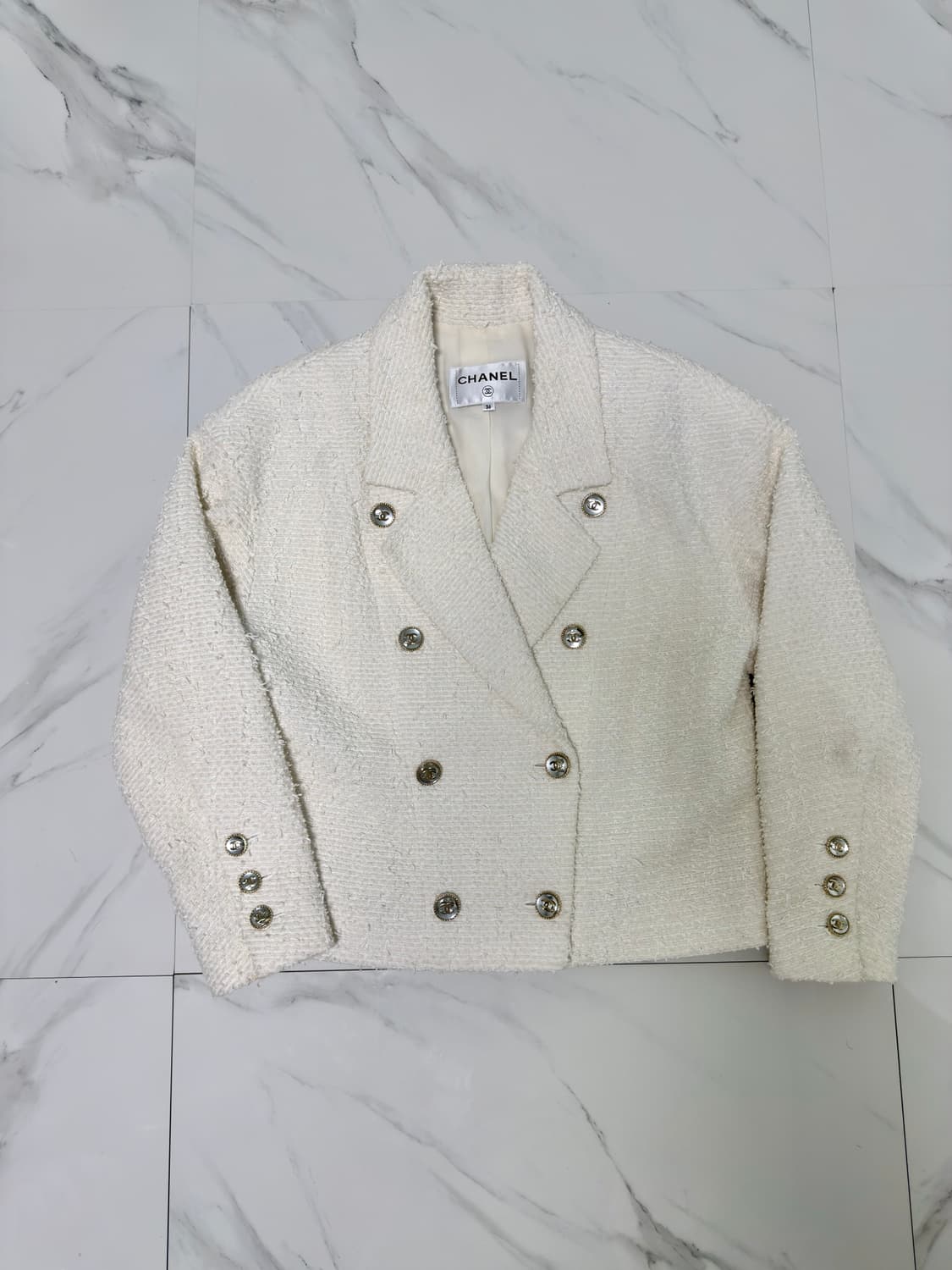 신형 새상품 샤넬 CC버튼 트위드 자켓 36 백화점택 상품이미지1