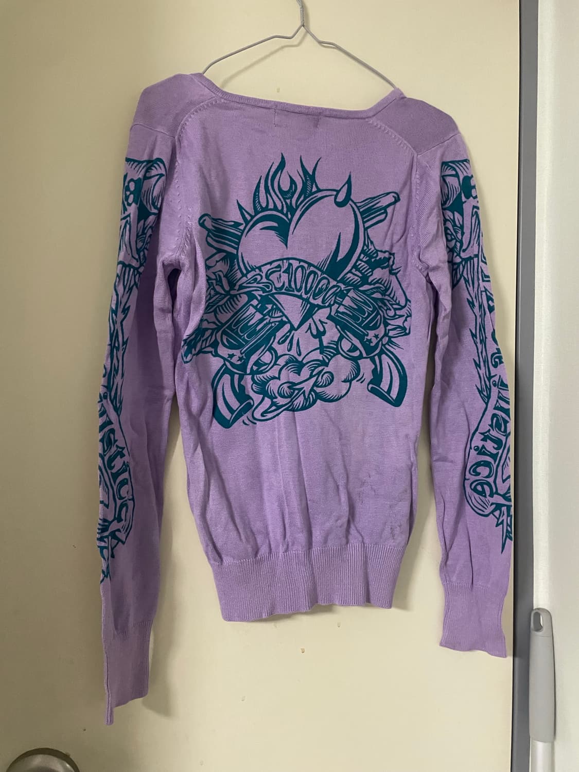 빈티지 퍼플 프린팅 니트 상품이미지1