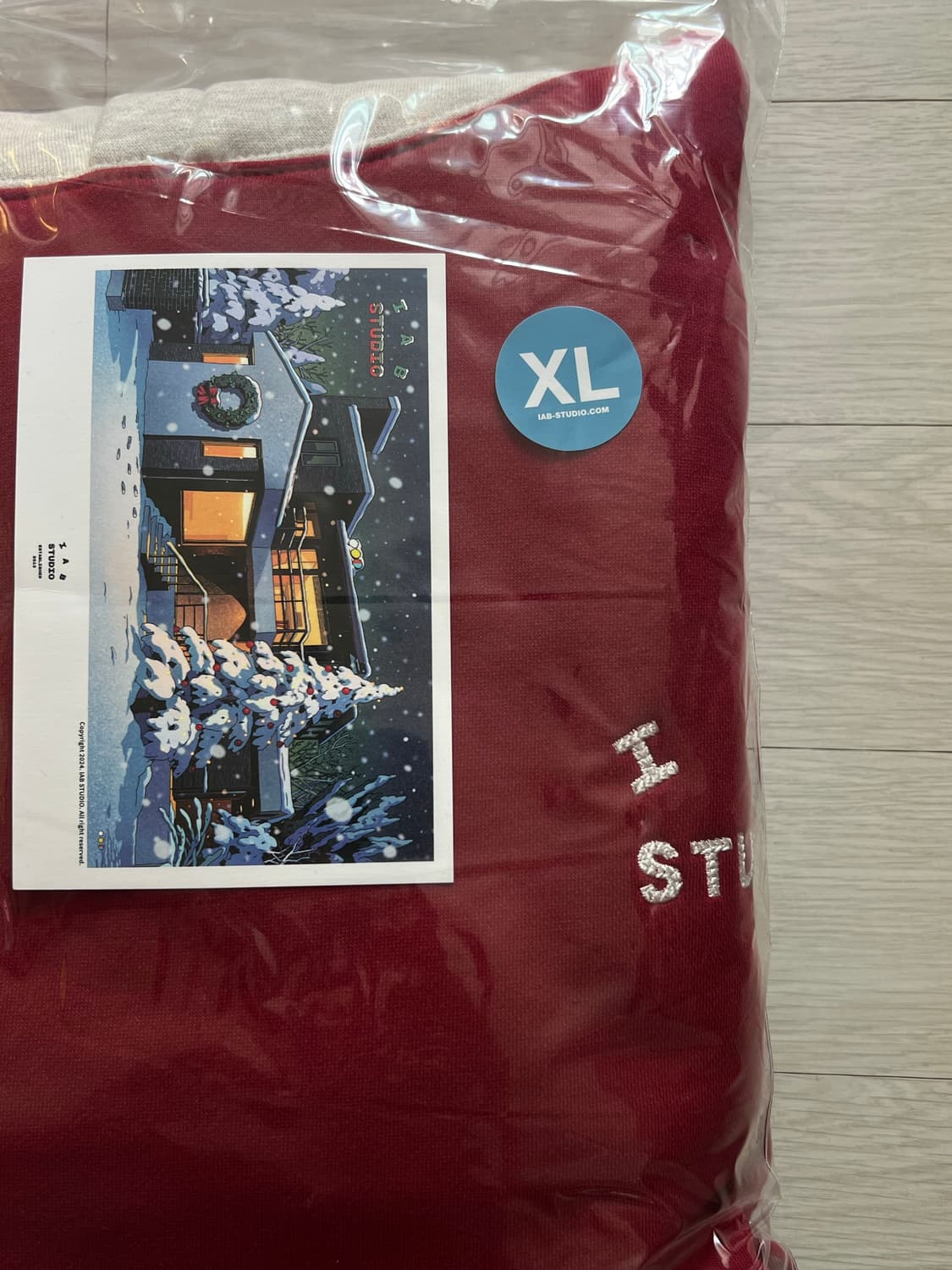 아이앱 스튜디오 24 크리스마스 후드 버건디 오트밀 상품이미지2