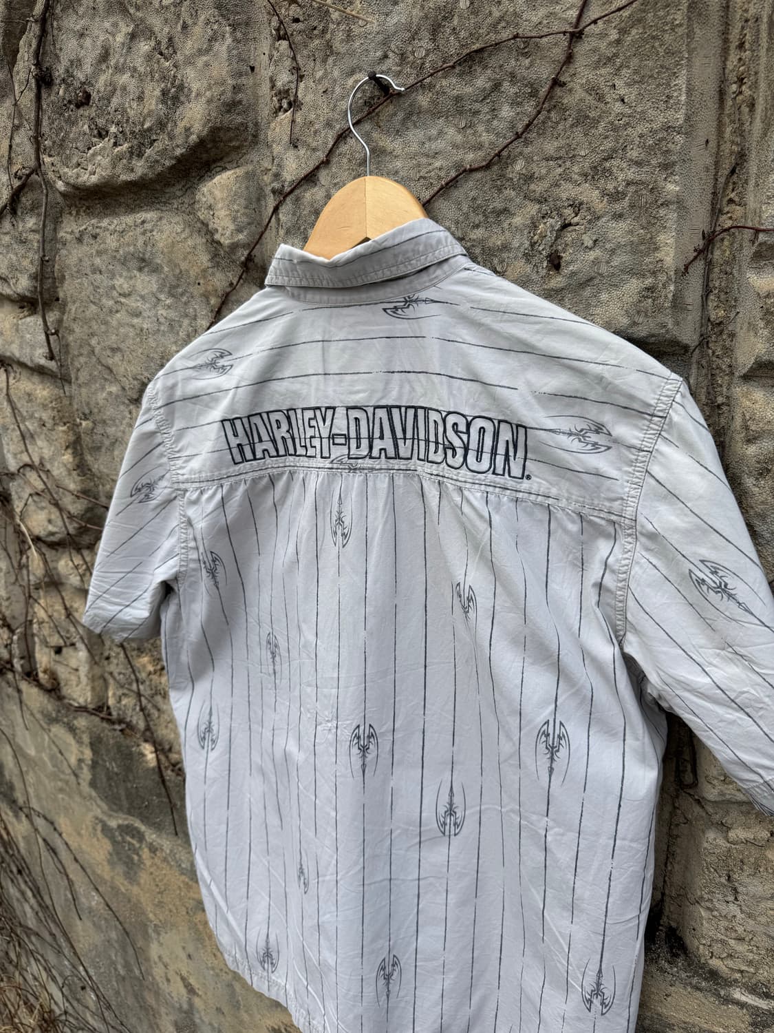 할리데이비슨 빈티지 프린팅 스트라이프 반팔 셔츠 m 상품이미지4