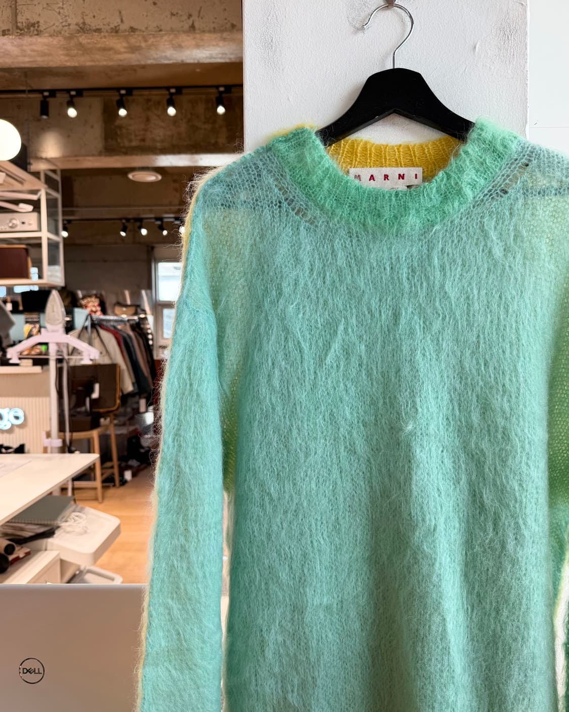 마르니 x 정윤기 민트 옐로우 브러시드 모헤어 니트  상품이미지4