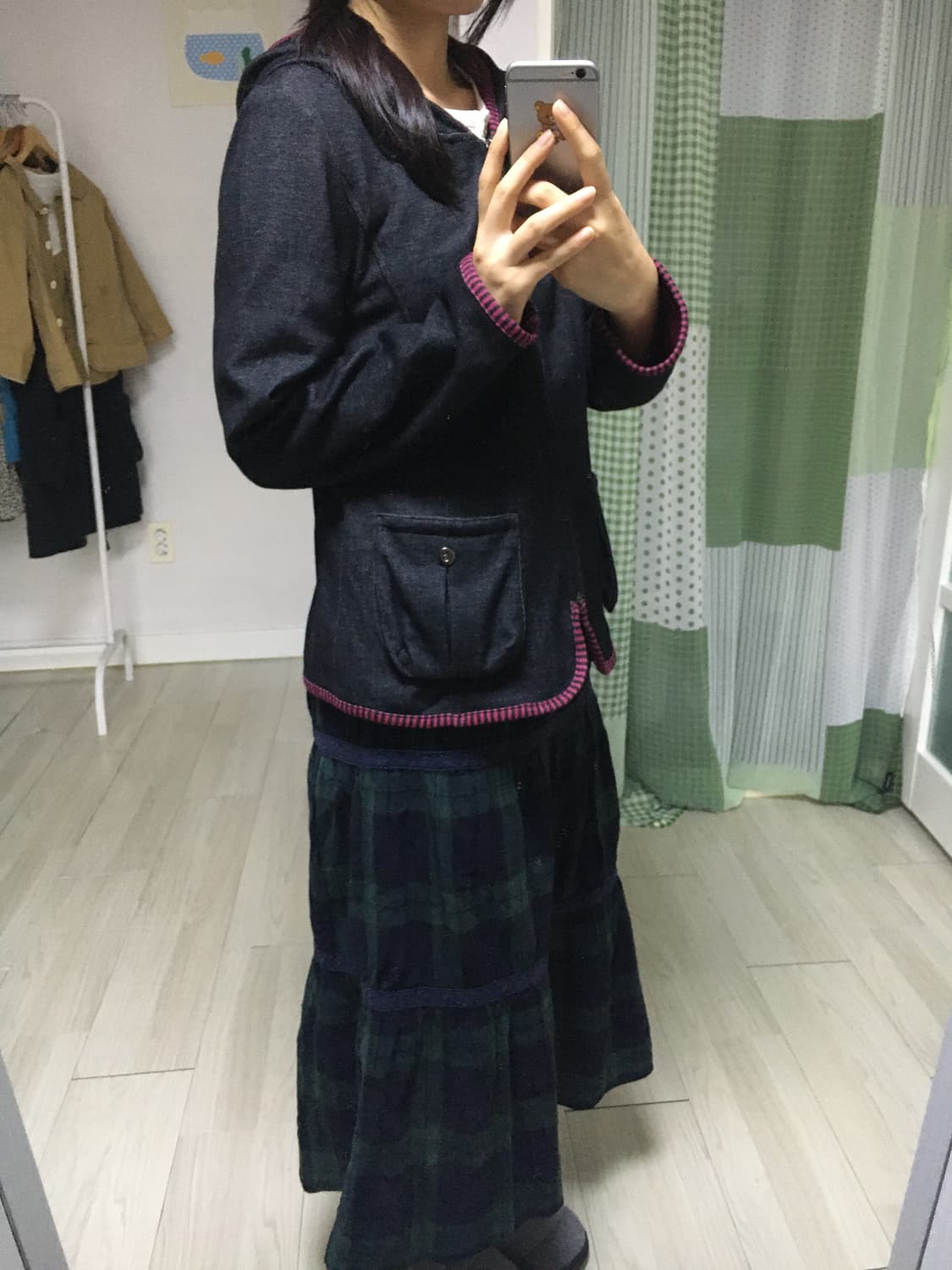 흑청 배색 후드 집업 상품이미지9