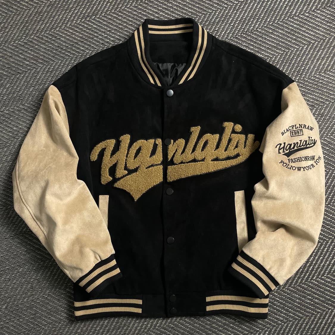 빈티지 Hanralis 빅로고 스웨이드 스타디움 바시티 자켓o 4971 상품이미지1