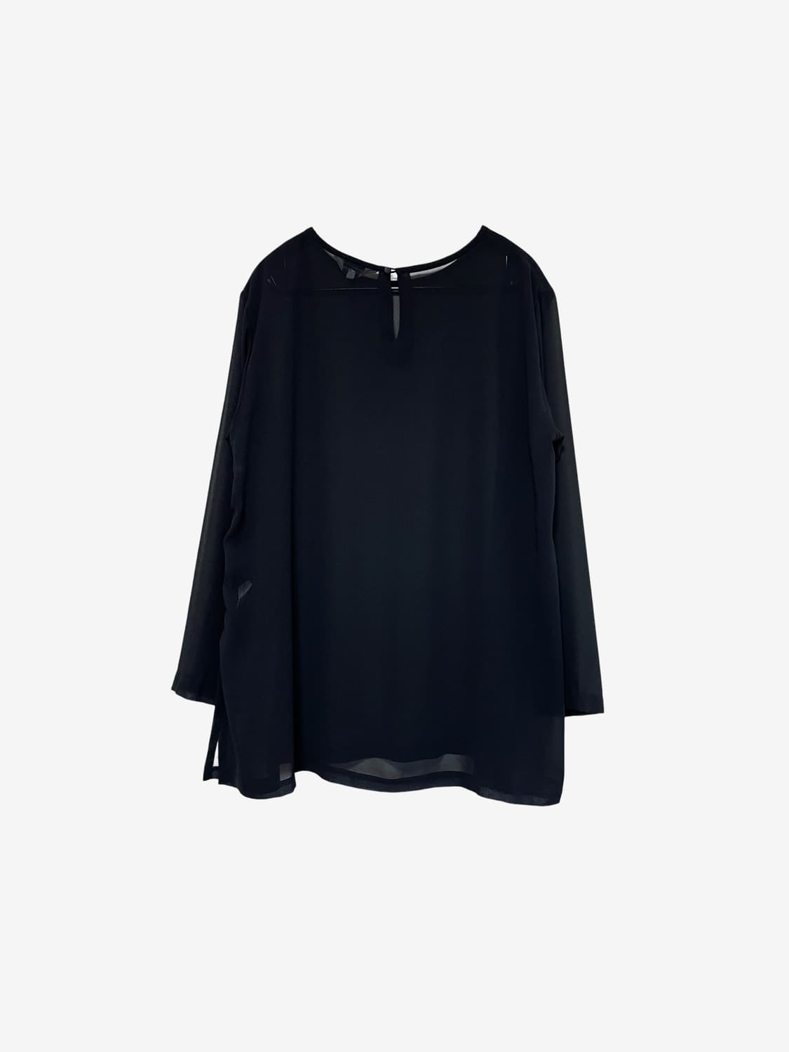 Sheer Side-Slit Long Sleeve Blouse 상품이미지5