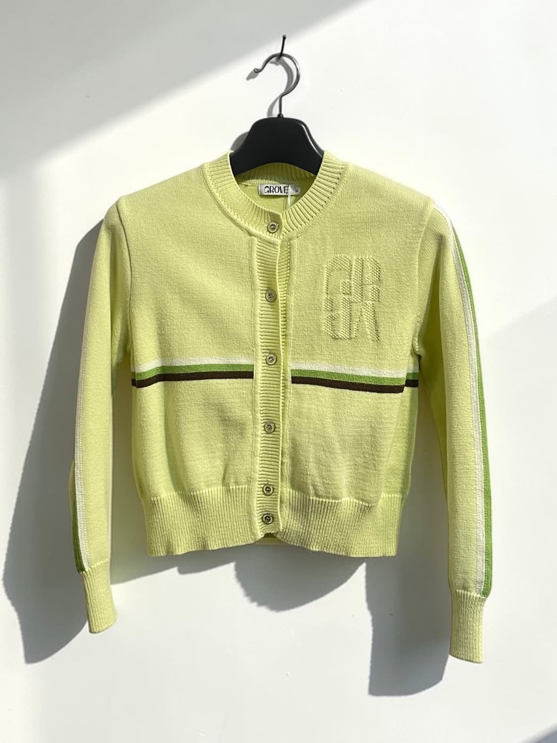 그로브 로고 라임 니트 가디건 상품이미지1