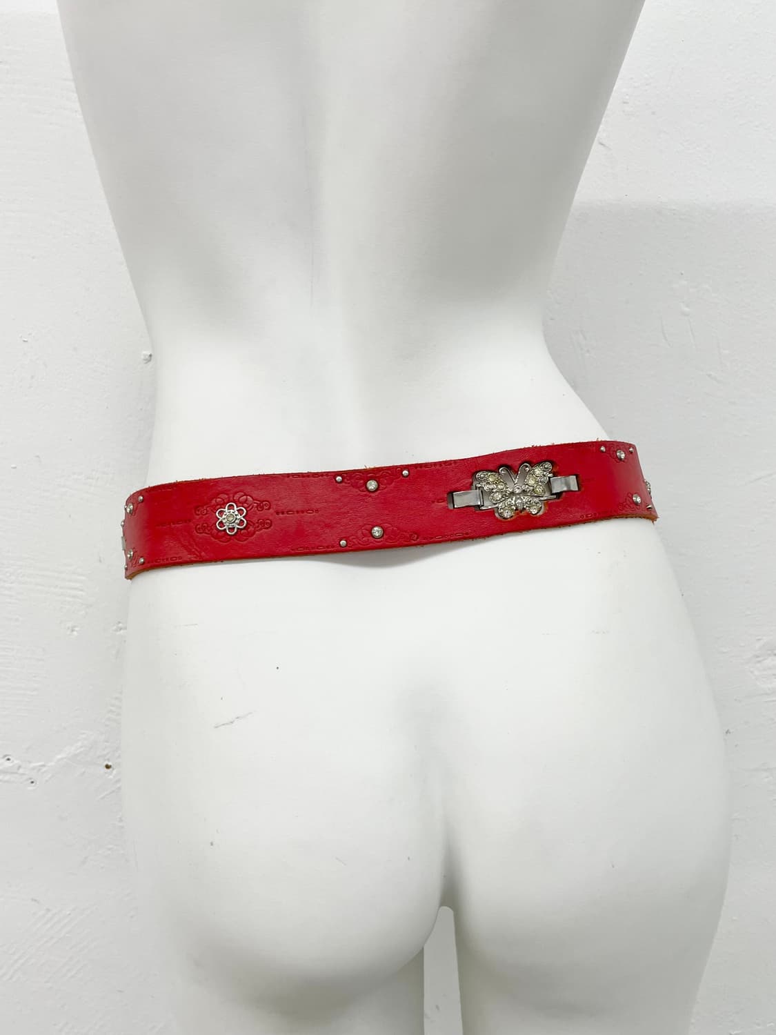리얼레더 레드 페어리 디테일 버클 벨트 상품이미지4