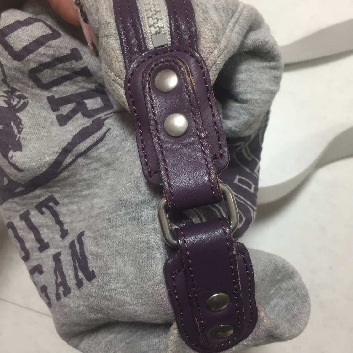 빈티지 히스테릭글래머 버클 디자인 멜란지그레이 퍼플 숄더백 가방 상품이미지4