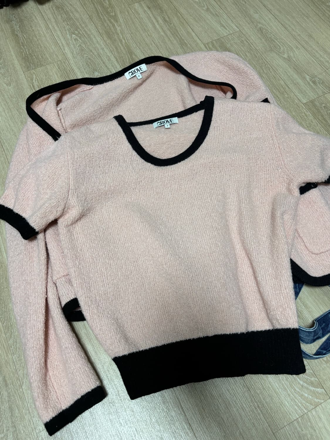 그로브 니트 반팔 가디건 세트 상품이미지1