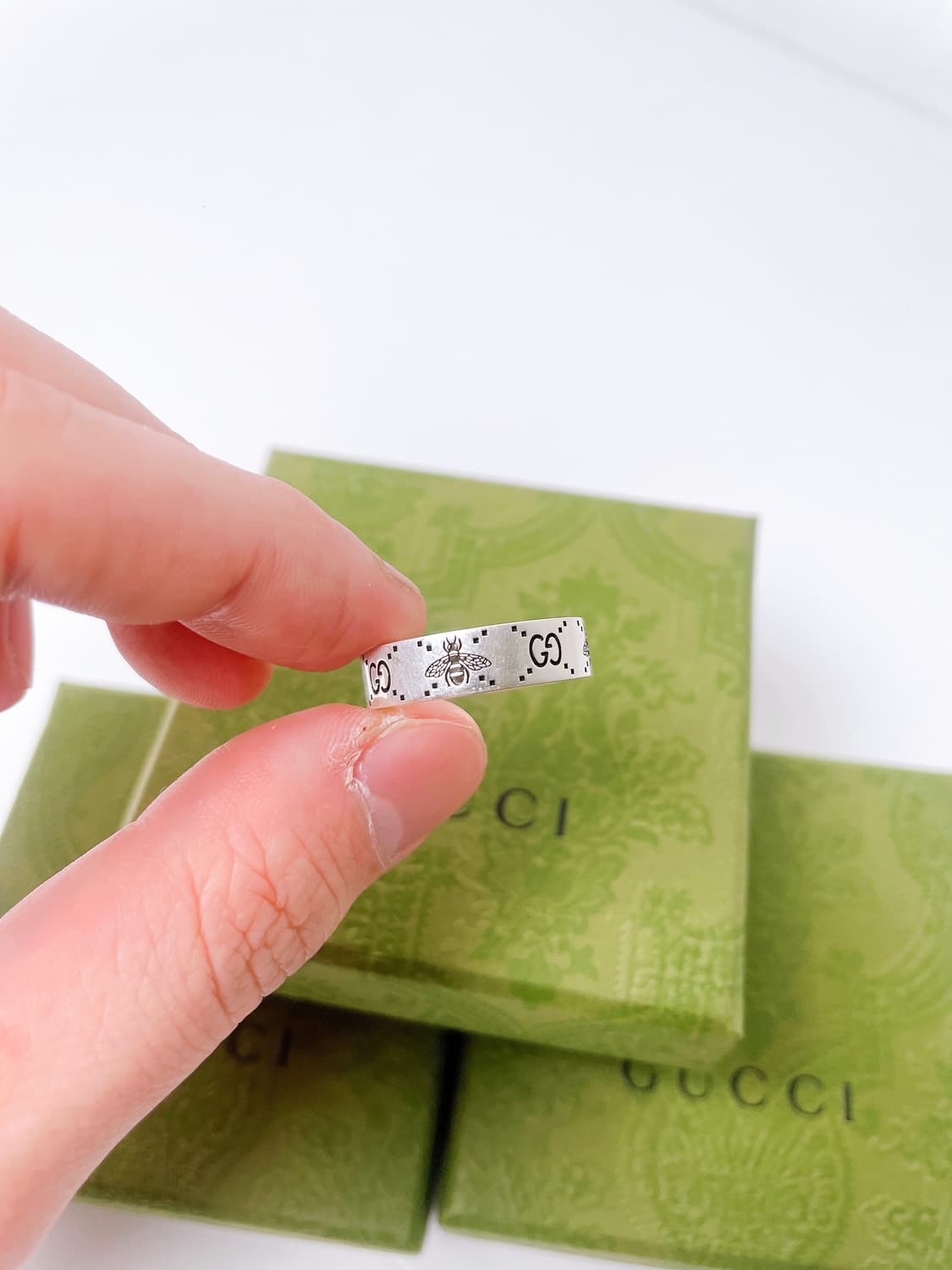 (정품/새상품) GUCCI 구찌 공용 인그레빙 GG 실버링 반지 상품이미지4