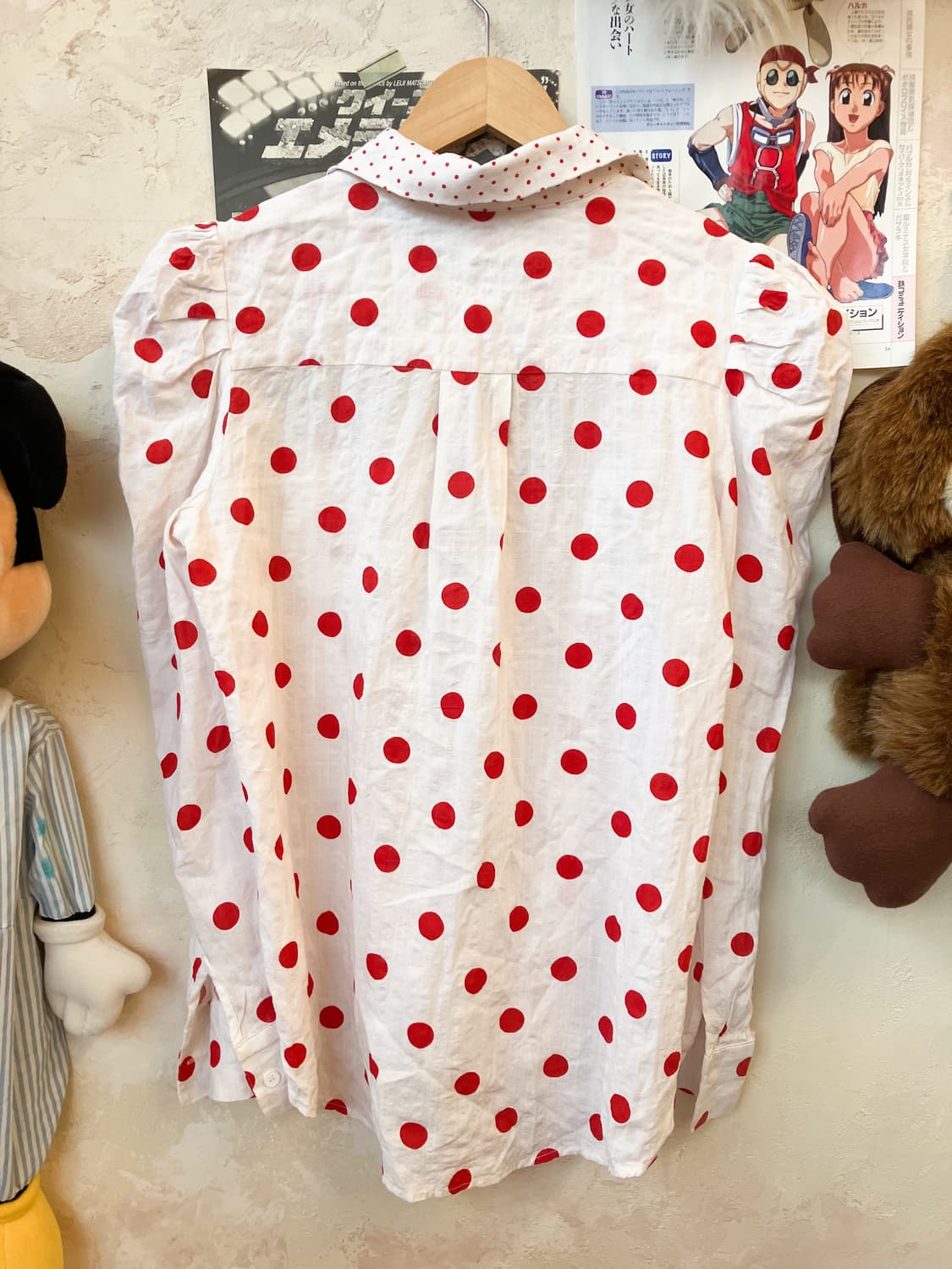 jpn 레드 도트 리본 블라우스 상품이미지5