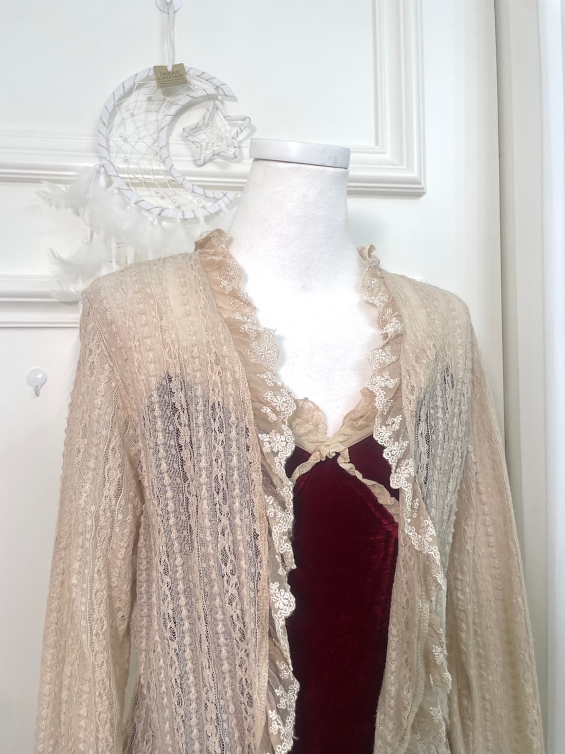 beige lace ruffle open cardigan 상품이미지6