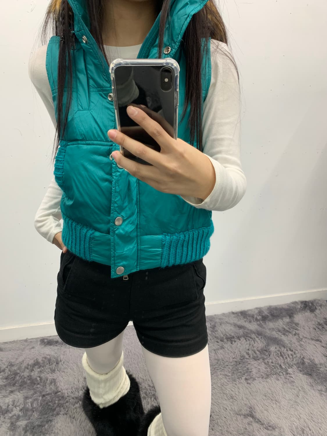 민트 Y2k 퍼 다운 베스트 상품이미지3