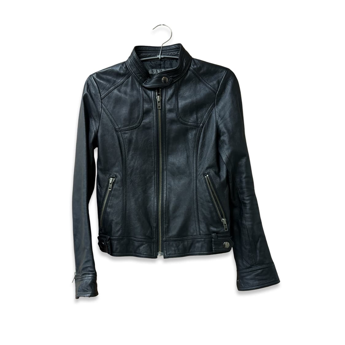 빈티지 디테일 페이크 레더 자켓 블랙 상품이미지1