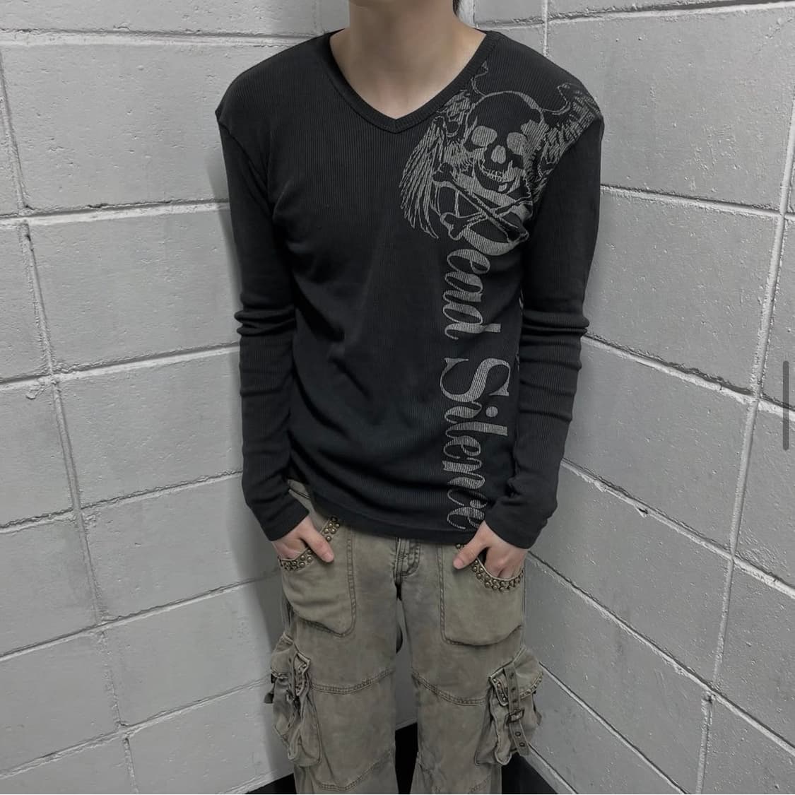 Dead silence glitter printing skull long 상품이미지4