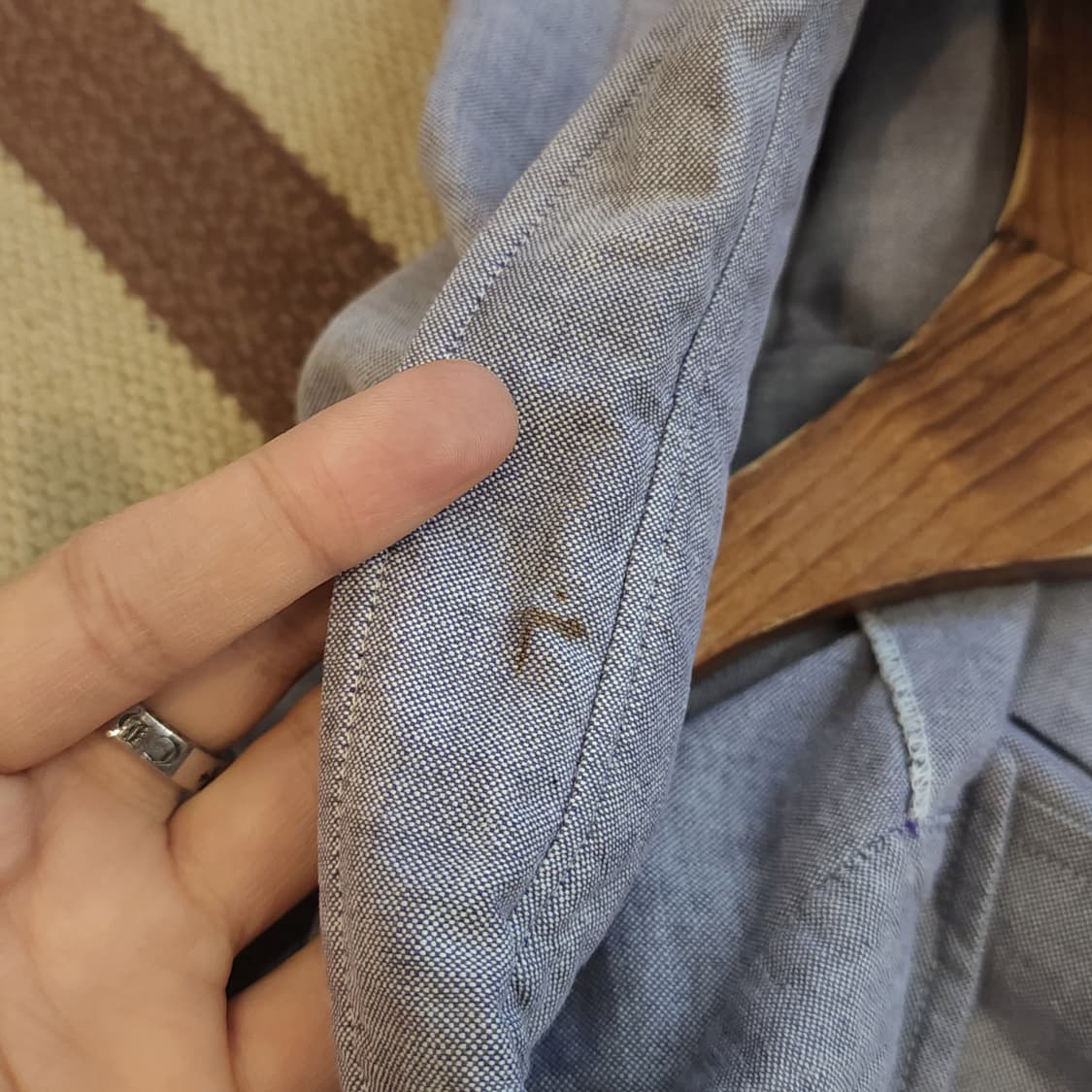 60s 프랑스 워크셔츠 가드너 빈티지 셔츠 라이트 퍼플 롱 튜닉 셔츠 L 상품이미지9