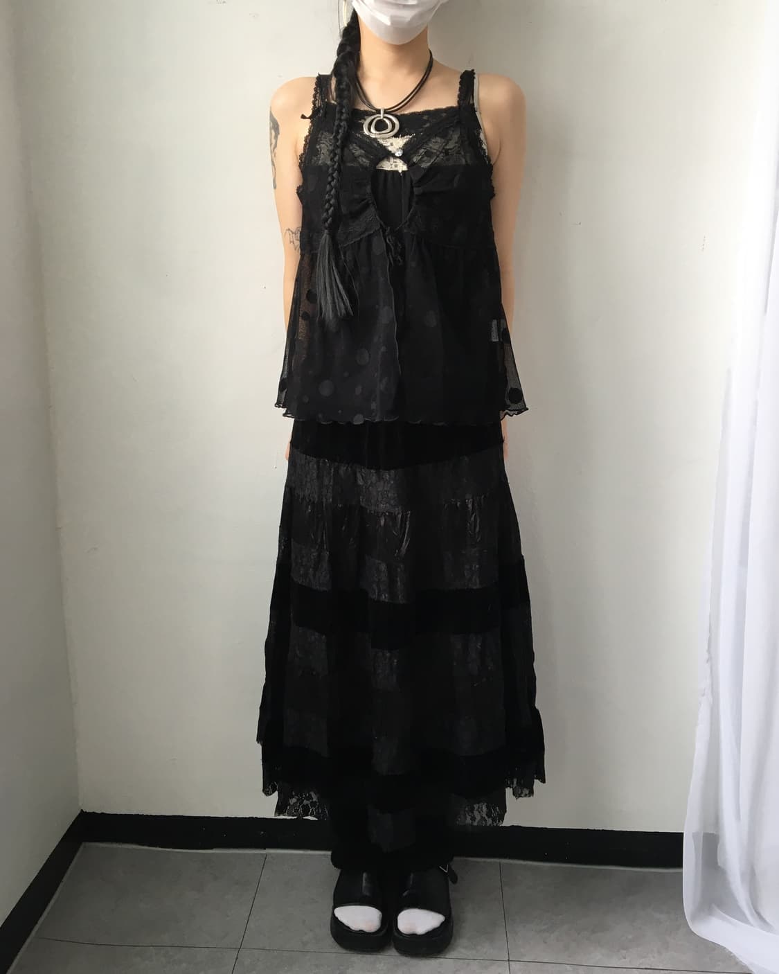 Dot pattern see through mesh sleeveless 상품이미지4