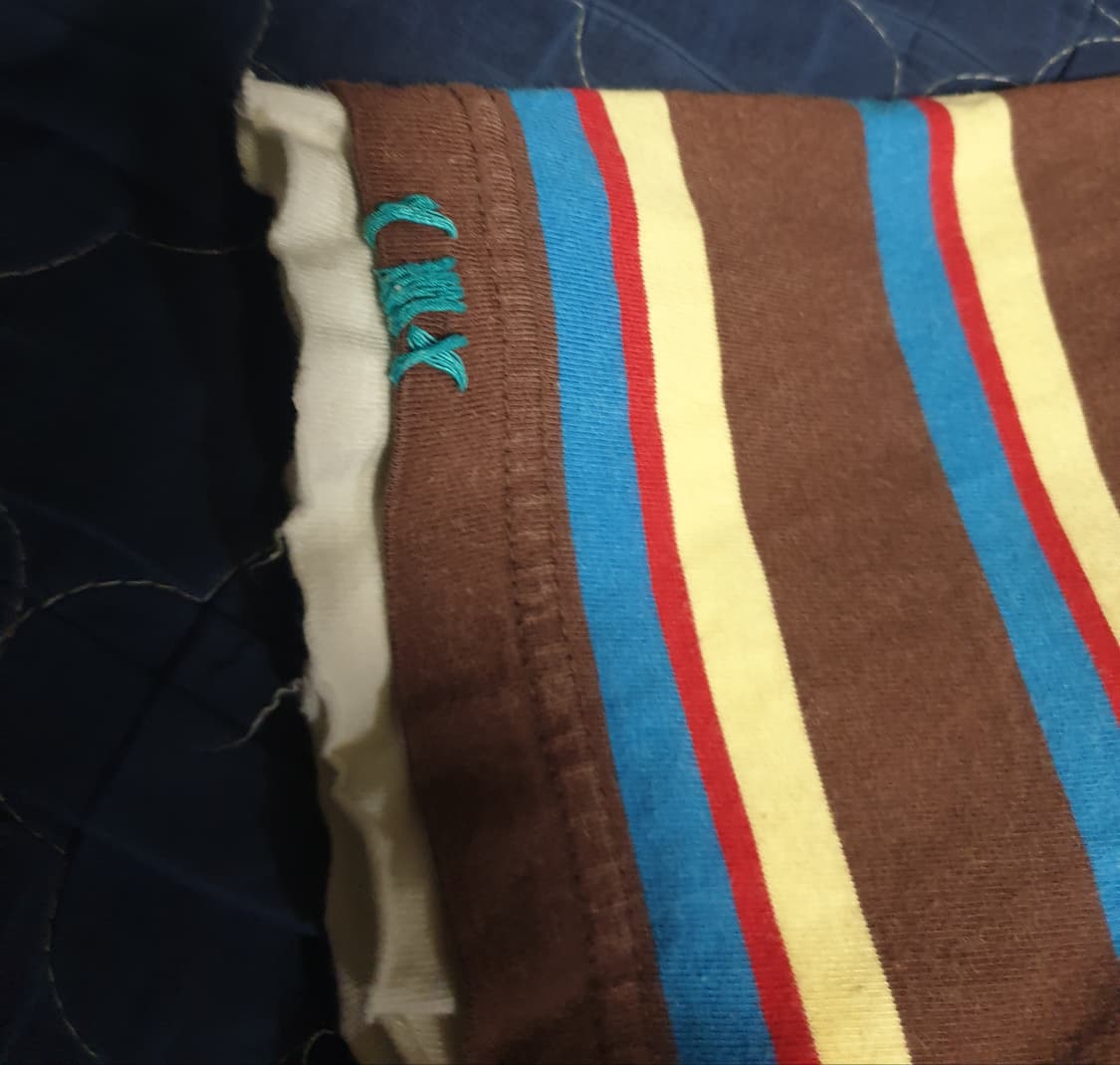 (00s) DOHC 스트라이프 독수리 자수 Y2K 반팔 카라티 (XL) 상품이미지3