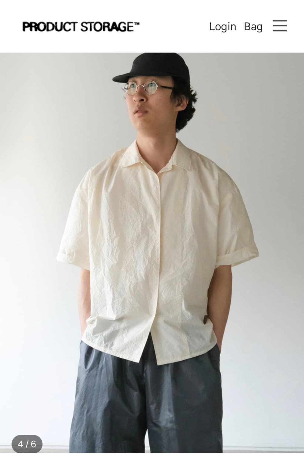 프로덕트 스토리지 WRINKLE HALF SHIRTS IVORY 상품이미지1