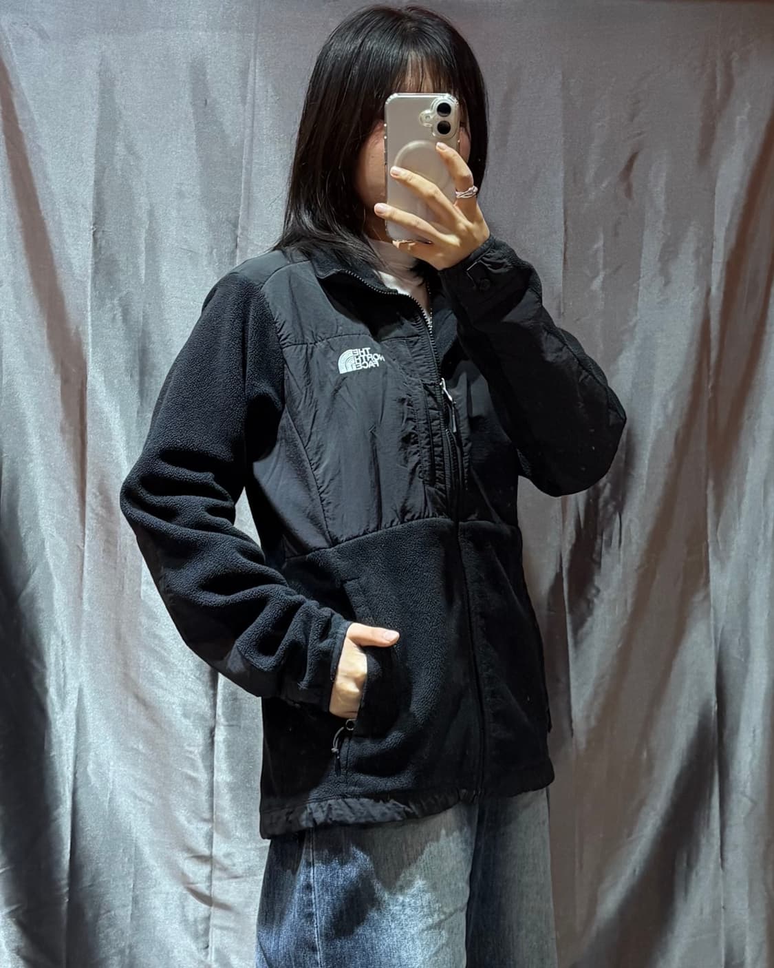 L 노스페이스 나일론 믹스 블랙 플리스 상품이미지3