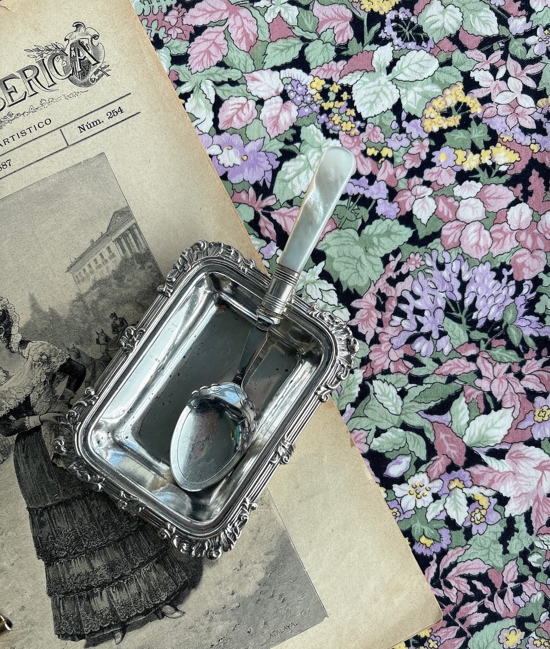 영국 앤틱 실버플레이트 마더오브펄 디저트스푼 상품이미지1